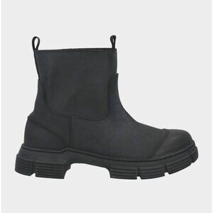 Ganni City Recycled Rubber Ankle Boots Size 38 US 8 Black $295